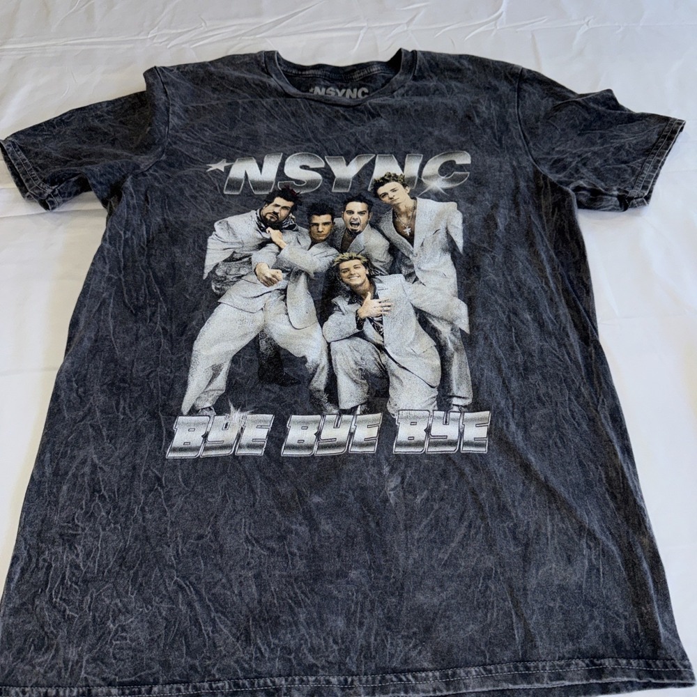NSYNC Shirt Mens S/M‎ Black Bye Bye Bye Graphic Band Tee Goodie Two Sleeves